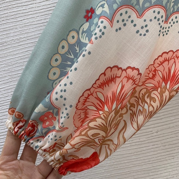 Zimmermann Sage and Coral Floral Tiered Maxi Dress - Picture 7 of 9